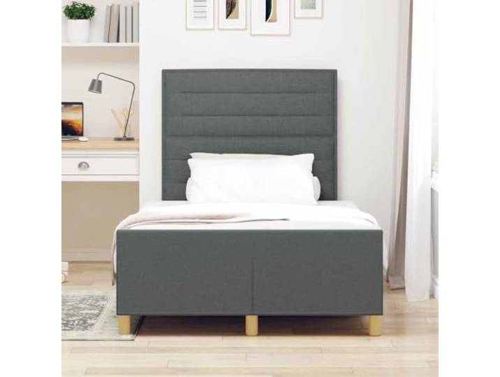 KTHLBRH Bettgestell dunkelgrau 120 x 190 cm Stoff Plattform-Design, kein Netz, robuste Konstruktion, warme Beschichtung