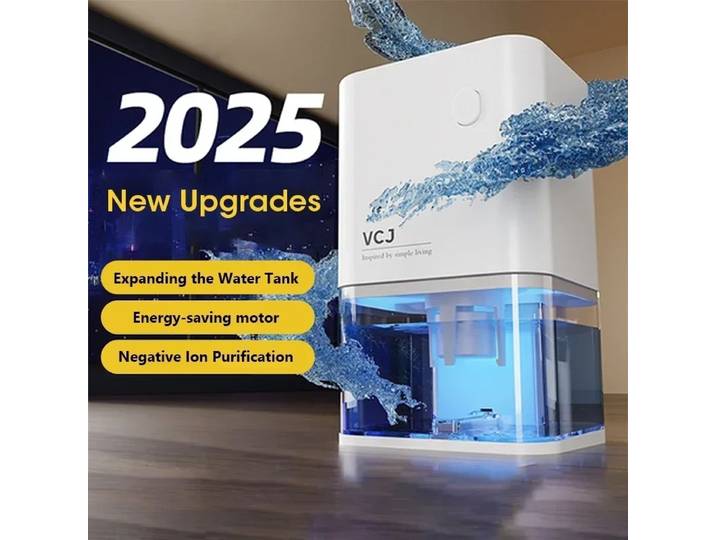 Déshumidificateur silencieux 2025 pour prise EU 220V - Absorbeur d'humidité silencieux, sécheur d'air, désodorisant pour chambre, bureau, cuisine, maison