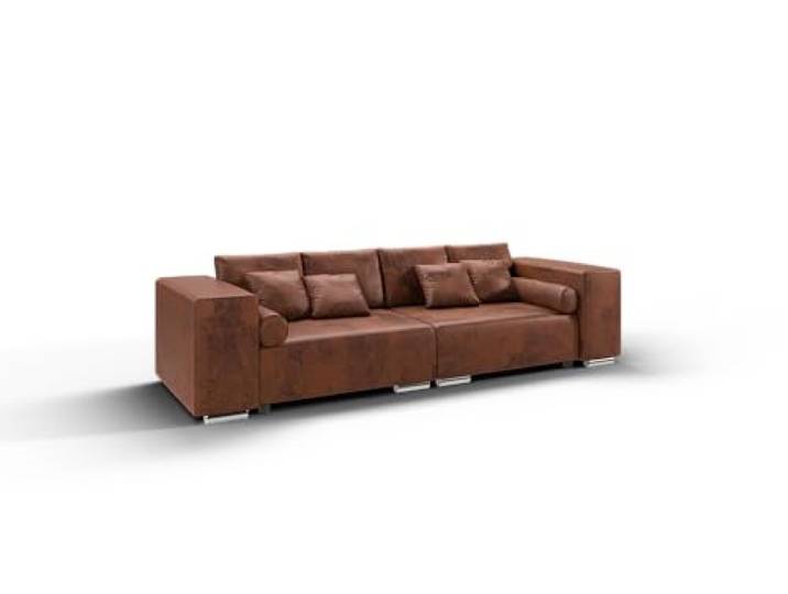 S-Style Möbel Softy Sofa 5-Sitzer Mit Schlaffunktion für Wohnzimmer Couch Aus Mikrofasern Möbel Freistehende Polster Sofas & Couches Couchgarnitur Braun 290 x 110 x 80 cm