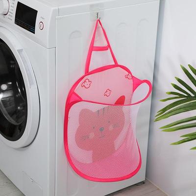 Inspired Deals Foldable Wall Mounted Laundry Basket Breathable Hanging Dirty Clothes Organizer Pink Cat