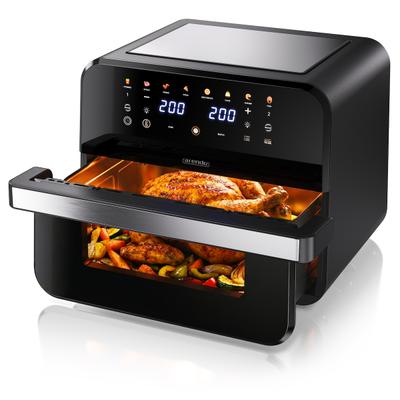 Arendo Heißluftfritteuse mit 2 Kammern Nebeneinander, XXL Doppelkammer Airfryer 12L, Dual Zone, 2600 W, mit Zubehör, Umluft Backofen, 80-200°C