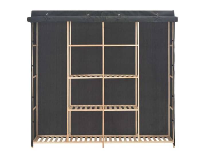 HWKQEQRF Kleiderschrank Grau 173 x 40 x 170 cm Stoff Stoffbezug, Holzstruktur, offene Fächer, Staubschutz, einfache Montage, Schlafzimmer
