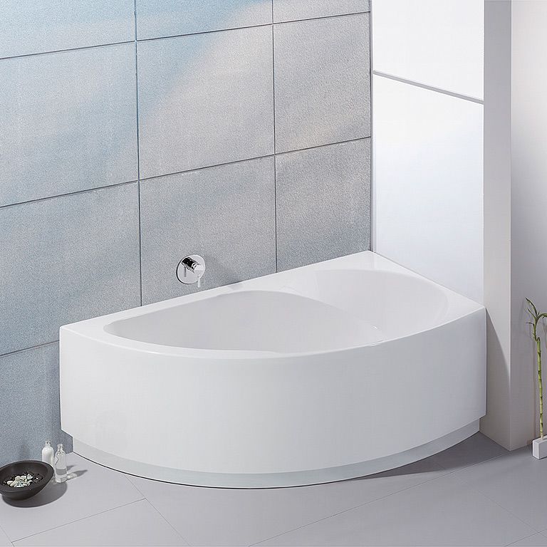 Hoesch Spectra Eck-Badewanne 170 x 100 cm rechte Ausführung mit 4 LED Scheinwerfern und angeformter Schürze, Badewannen, 3661.010+690914, weiß