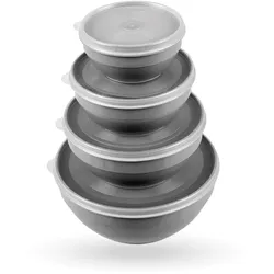 Bestgoodies Vorratsdosen 12er Set "Rund" Grau ( 3 x 4er )