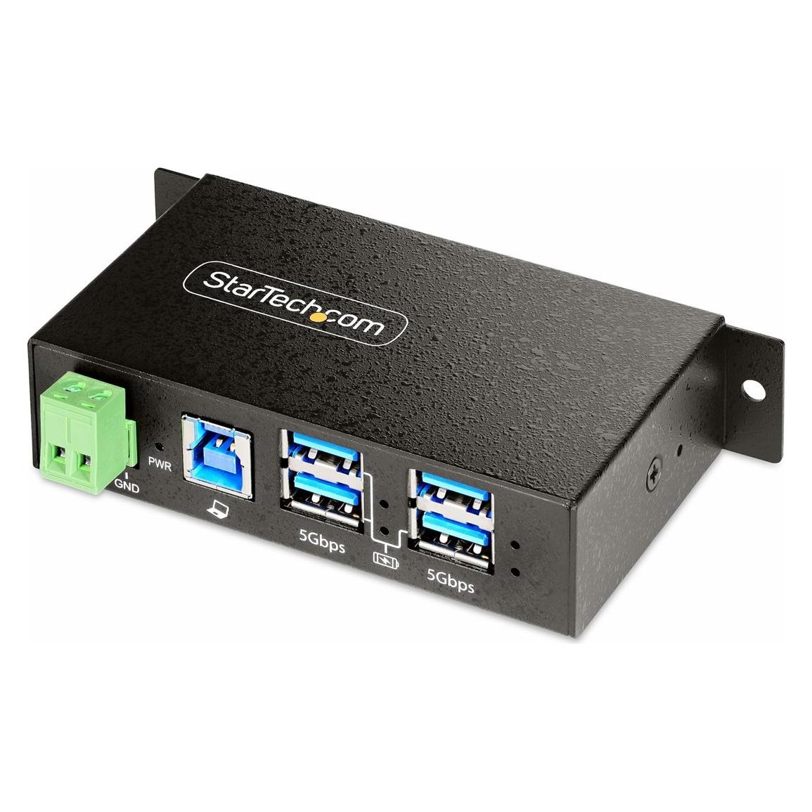StarTech COM 4-Port Managed USB Hub - Heavy Duty Metal Industrial Housing ESD & Surge Protection - U (USB-B, 4 Ports) (5G4AINDRM-USB-A-HUB)