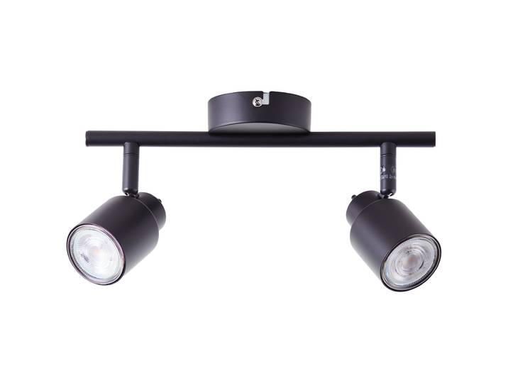 BRILLIANT schwarzes LED Spotrohr ANDRES zweiflammige Deckenleuchte inkl. austauschbarem Leuchtmittel 2x GU10 4,5W 345 Lumen 3000 Kelvin Metall