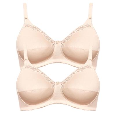 Bügelloser BH SUSA "2er Pack BH ohne Bügel Cotton", Damen, Gr. 75, Cup B, beige (beige beige), Obermaterial: 100% Baumwolle CO., BHs