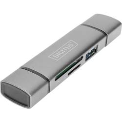 Digitus DA-70886 Externer Speicherkartenleser / Hub USB-A (USB 3.0), USB-A, USB-C® Grau
