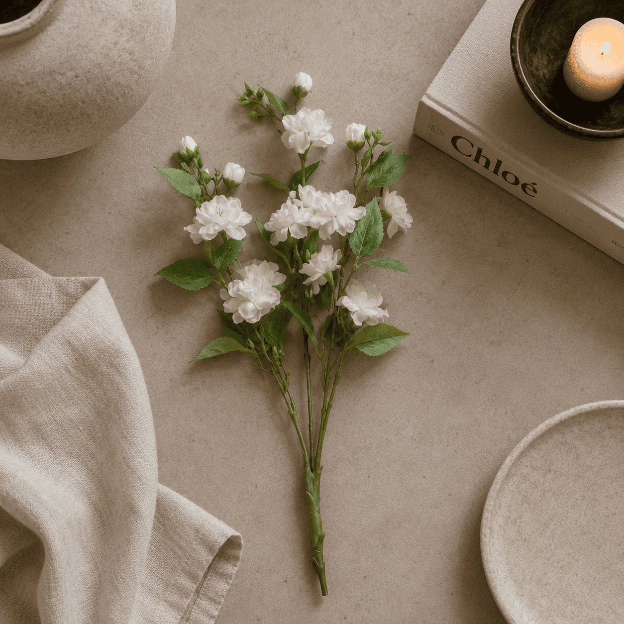 Faux Cream Cherry Blossom Bunch of Florals