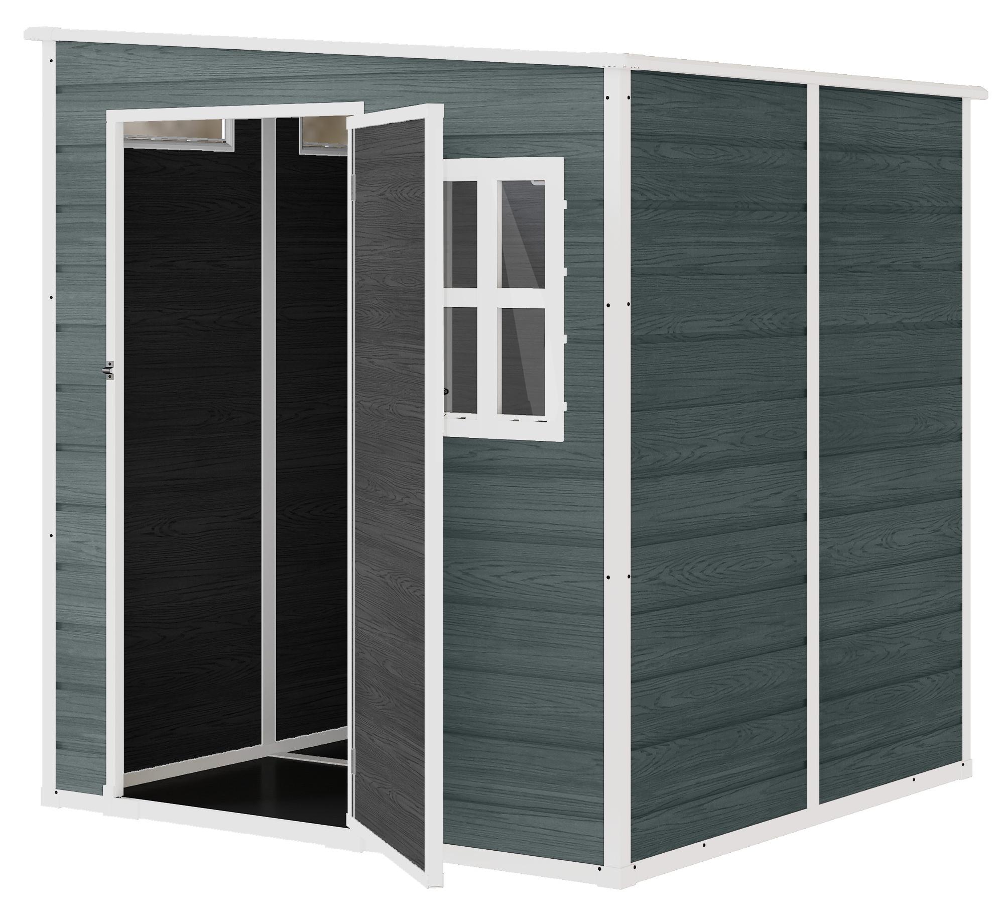 Outsunny Gerätehaus 2,89 m² Geräteschuppen mit Holzoptik 3 Fenster Belüftung