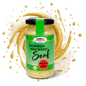 Altenburger Senf Thüringer Bratwurst Senf scharf, fein, ohne Konservierungsstoffe, im Glas, 200 ml