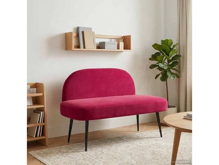 Banc rembourré(rectangulaire）- Maximum 110 kg par siège - Banc banquette avec dossier Bordeaux 110x60x76 cm Velours alf29z
