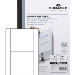 Durable 485202 Door Sign Einsteckschilder 149x148,5, 20 Stück