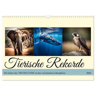 Tierische Rekorde (Wandkalender 2026 DIN A3 quer), CALVENDO Monatskalender
