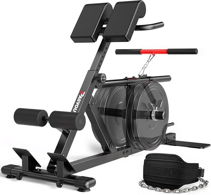 verstellbare römische Bank für Hyperextension, Kreuzheben & Kniebeugen, Inkl, Gewichthebergurt, passend für 1" & 2" Gewichtsscheiben, Ideal für Heimtraining