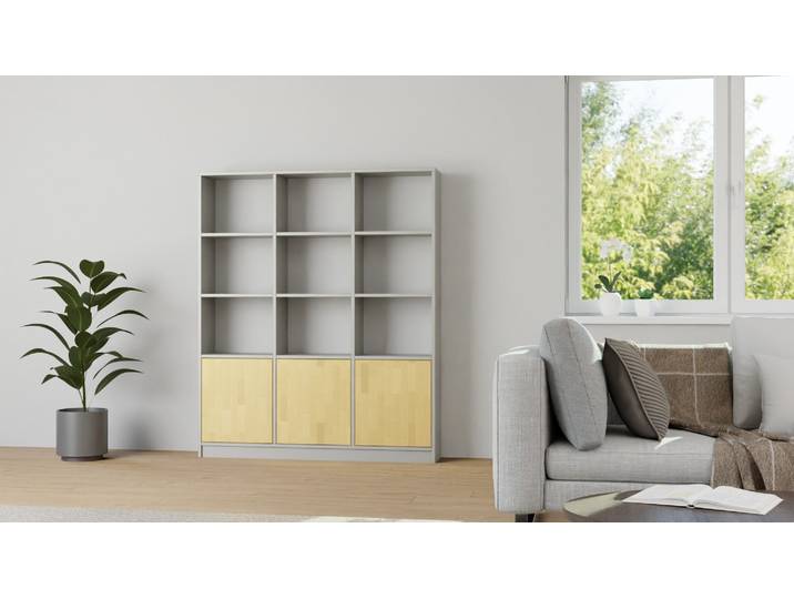 Regal mit Holztüren Premium Dekore Grau