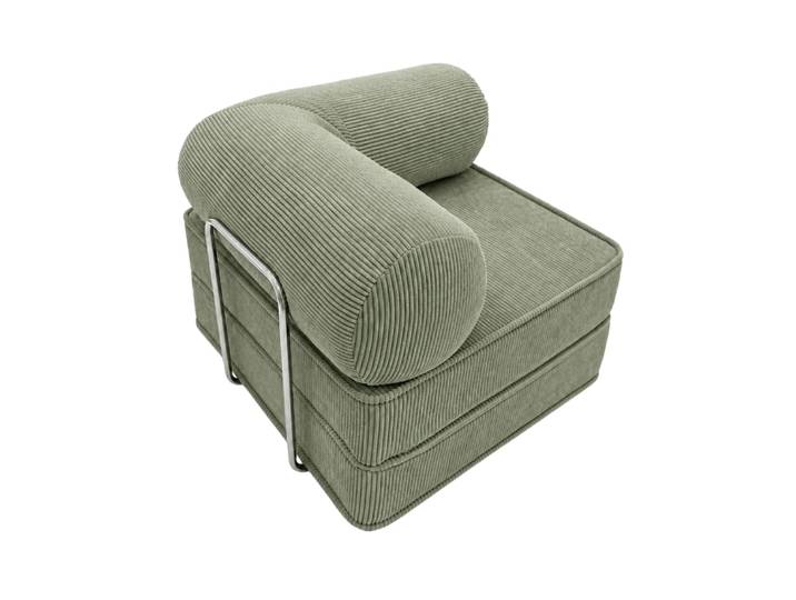 Fauteuil convertible avec accoudoirs en velours côtelé olive