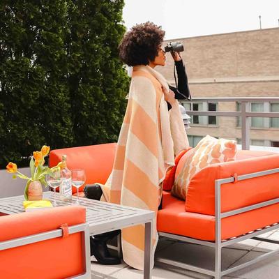 In2Green Outdoor Tailored Orange Striped Throw