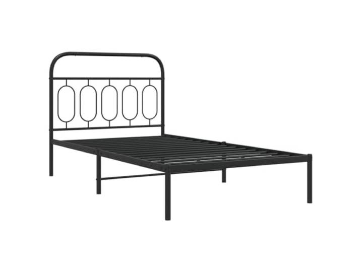KTHLBRH Bettgestell aus schwarzem Stahl mit Kopfteil 107 x 203 cm Robuste Konstruktion, Stauraum unter der Stelle, Lattenrost und Beine aus Metall, Rückenunterstützung
