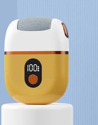 Inspired Finds Rechargeable Electric Foot Exfoliator Pedicure Kit With 3 Grinding Heads And Foot Cleaning Brush orange