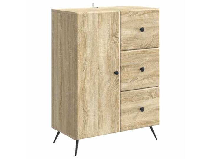 Kaorsrow Sideboard Sonoma-Eiche 66x34,5x90 cm Kommode Holzwerkstoff Kompakter Mehrzweckschrank fürs Wohnzimmer und Esszimmer mit drei Schubladen und einer Pendeltür für flexible Nutzung.