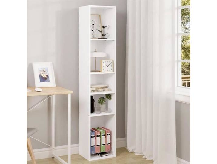 WOLTU Bibliothèque Étagère Colonne avec 5 Casiers Ouverts Meuble de Rangement Multifonctionnel 30x26x151cm Blanc W0ATT0042