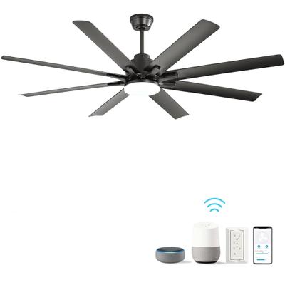 OKWISH Smart Deckenventilator 36x168x168 cm Schwarz mit 18W dimmbarem LED Licht App Sprachsteuerung Timer leiser DC Motor reversibel