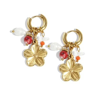 Paar Ohrhänger ADELIA´S "Ohrringe Ohrhänger mit Blumenanhänger, goldfarben", Damen, Gr. Damen, Edelstahl, goldfarben, Ohrringe, Goldfarbene Ohrhänger mit Blumenanhänger, Modeschmuck, trendig