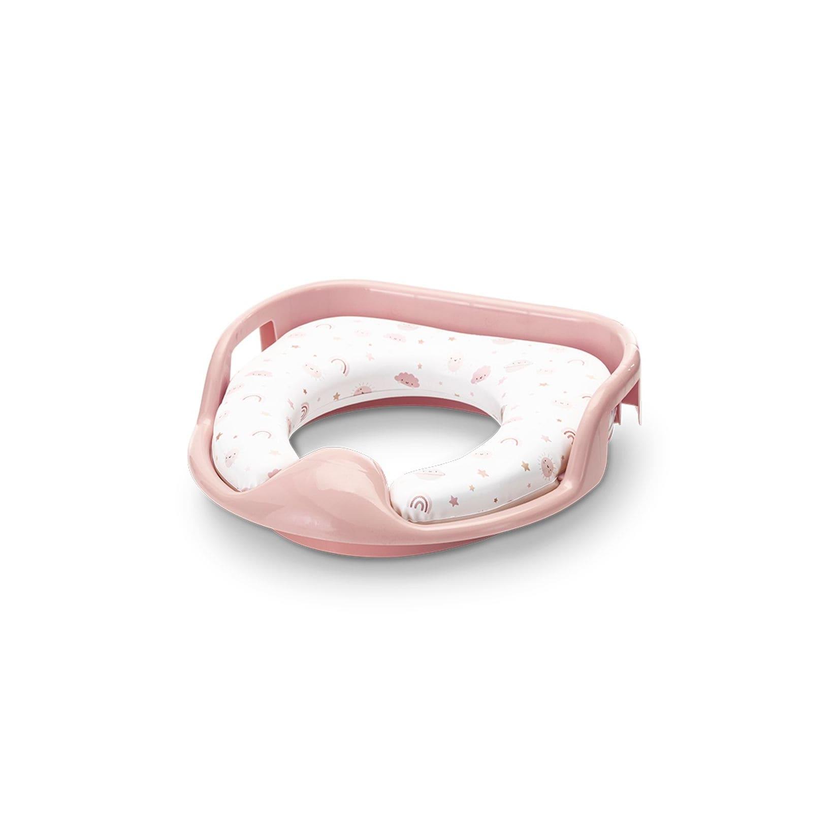 Lorelli Toilettensitz weich, Handgriffe, gepolstertes Sitzkissen, Spritzschutz pink