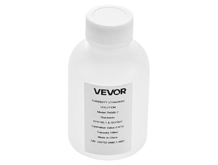 Solution d'étalonnage de turbidité VEVOR 0 NTU 100 ml\, solution de turbidité standard à remplir pour les turbidimètres\, dérive nulle pour une concentration stable\, prête à l'emploi\, convient pour la lumière blanche/rouge