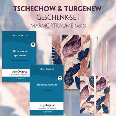 Tschechow & Turgenew Geschenkset - 2 Bücher (Softcover mit Audio-Online) + Marmorträume Schreibset Basics, Set von Anton Pawlowitsch Tschechow,Iwan