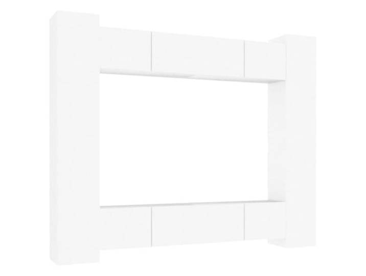 GHVBNMF 8-tlg. TV-Schrank Set Hängend Wandboard Weiß Holzwerkstoff Platzsparende Wandmontage im Wohnzimmer: Vielfältiges Lowboard Ensemble mit Reichlich Stauraum für Receiver und Medien.