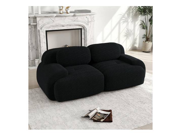 LuxusKollektion Ecksofa Sofa Modulsofa Cordstoff Boneless Schwarz 2 Sitze 0 Ottomane