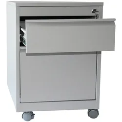 Rollcontainer Stahl Profi 2 Schubladen HxBxT 60x46x60cm lichtgrau SZAGATO Bürocontainer Schreibtisch Unterschrank Rollcontainers Rollcontainer Büro