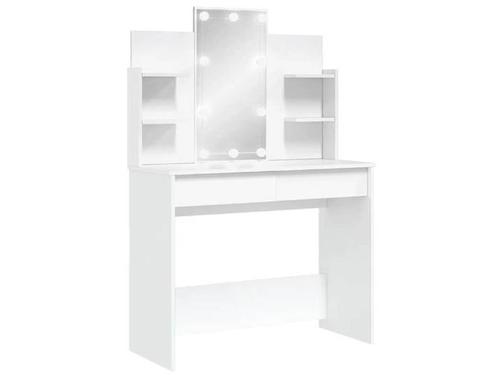 Meuble maquillage - - CHIC - Coiffeuse avec lumières LED - blanc 96x40x142 cm@EUaim28z