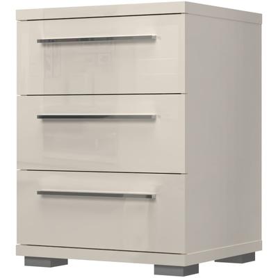 Nachtkommode OTTO HOME "Piano, Nachttisch aus FSC-zertifiziertem Holzwerkstoff, Made in Europe", beige (beige hochglanz), B:45cm H:61cm T:40cm, Holzwerkstoff, Sideboards, UV lackiert, hochglänzend, Soft-Close Funktion, 2 oder 3 Schubladen