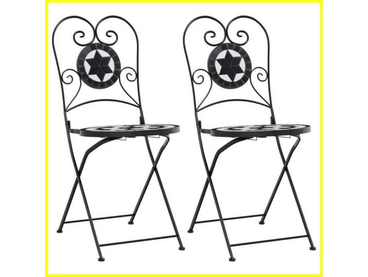Chaise de bistrot - ASHATA - BK4003405 - Pliable - Design mosaïque - Noir et blanc