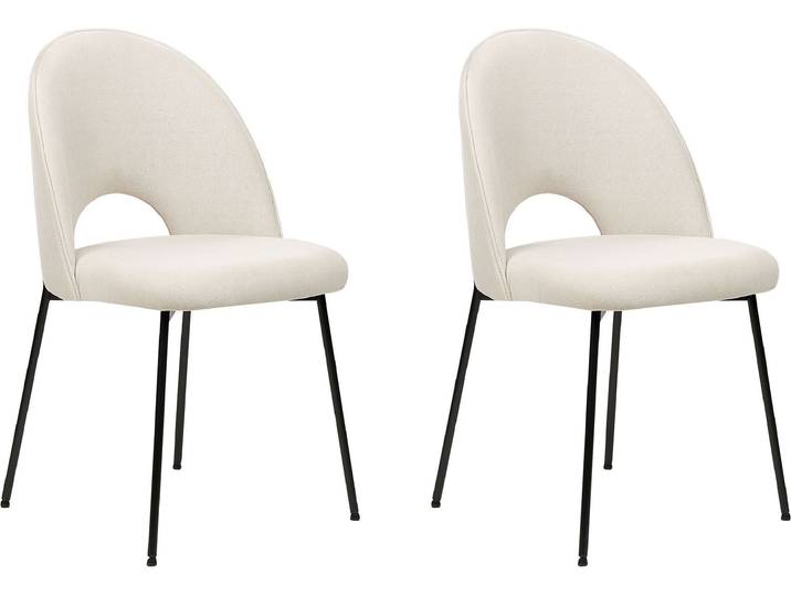 BELIANI Esszimmerstuhl 2er Set Hellbeige Samt mit Schwarzen Metallbeinen Retro Glamourös Wohnzimmer Esszimmer Wohnküche