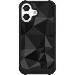 Nivocase Hülle für Apple iPhone 16 Stossfeste Handyhülle NIVOmax Case Schwarz Abstrakt Geometric Muster (Apple iPhone 16), Smartphone Hülle, Schwarz