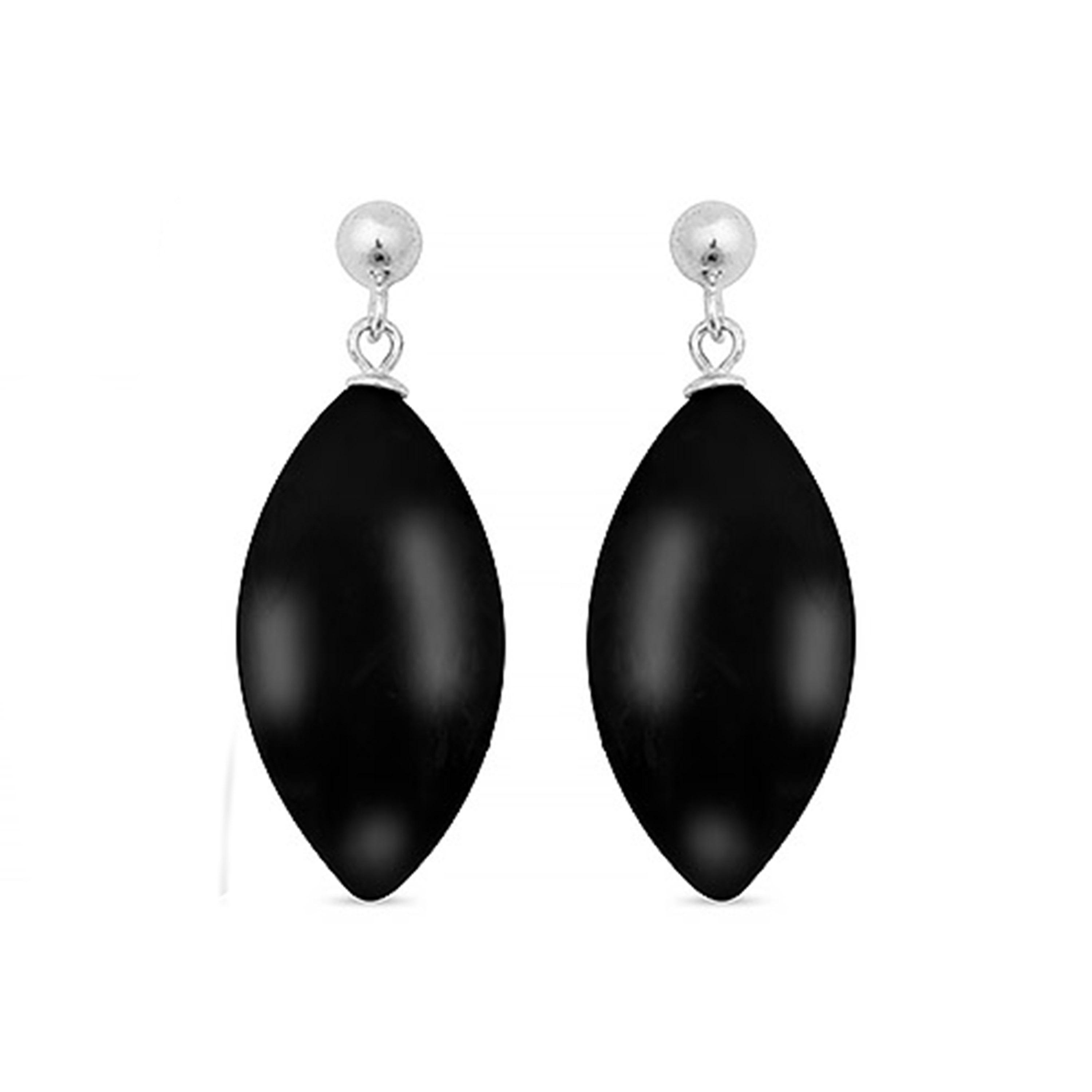 Luxenter, ayom 925er Sterlingsilber und rhodinierte Onyx-Ohrringe