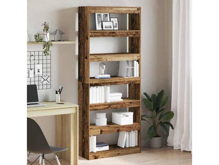 (ON SALE)Armoire de Rangement MEUBLE ETAGERE - Bibliothèque - Bois ancien - 80x30x198 cm Bois d'ingénierie EU556188
