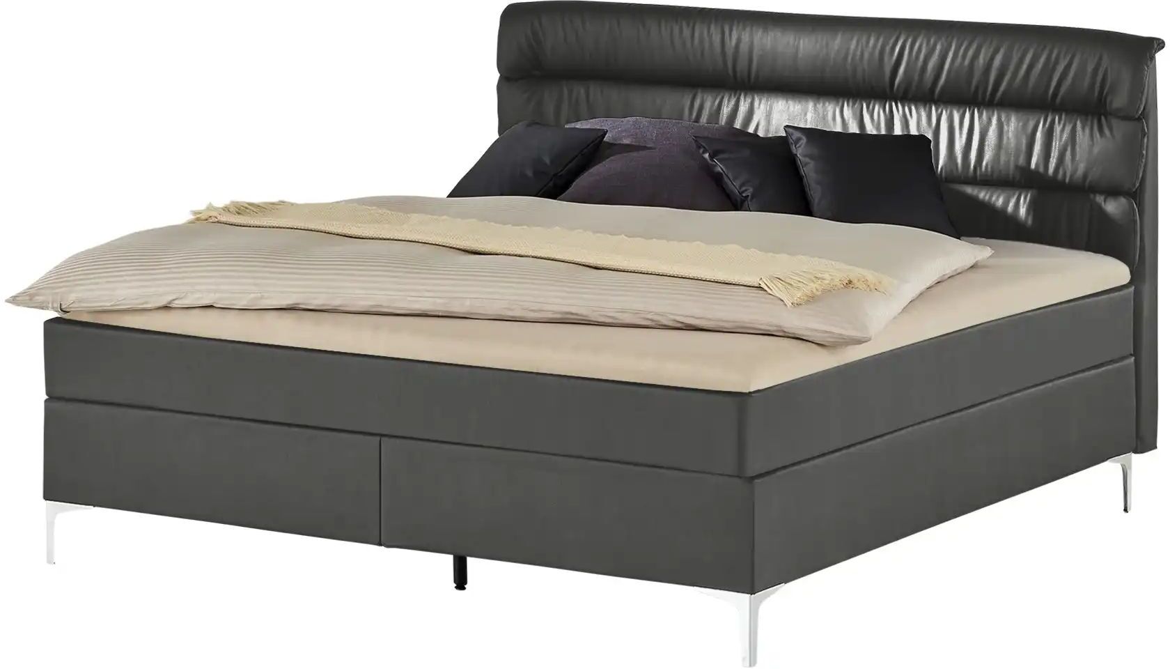 Höffner Boxspringbett  Lina ¦ grau ¦ Maße (cm): B: 188 H: 122