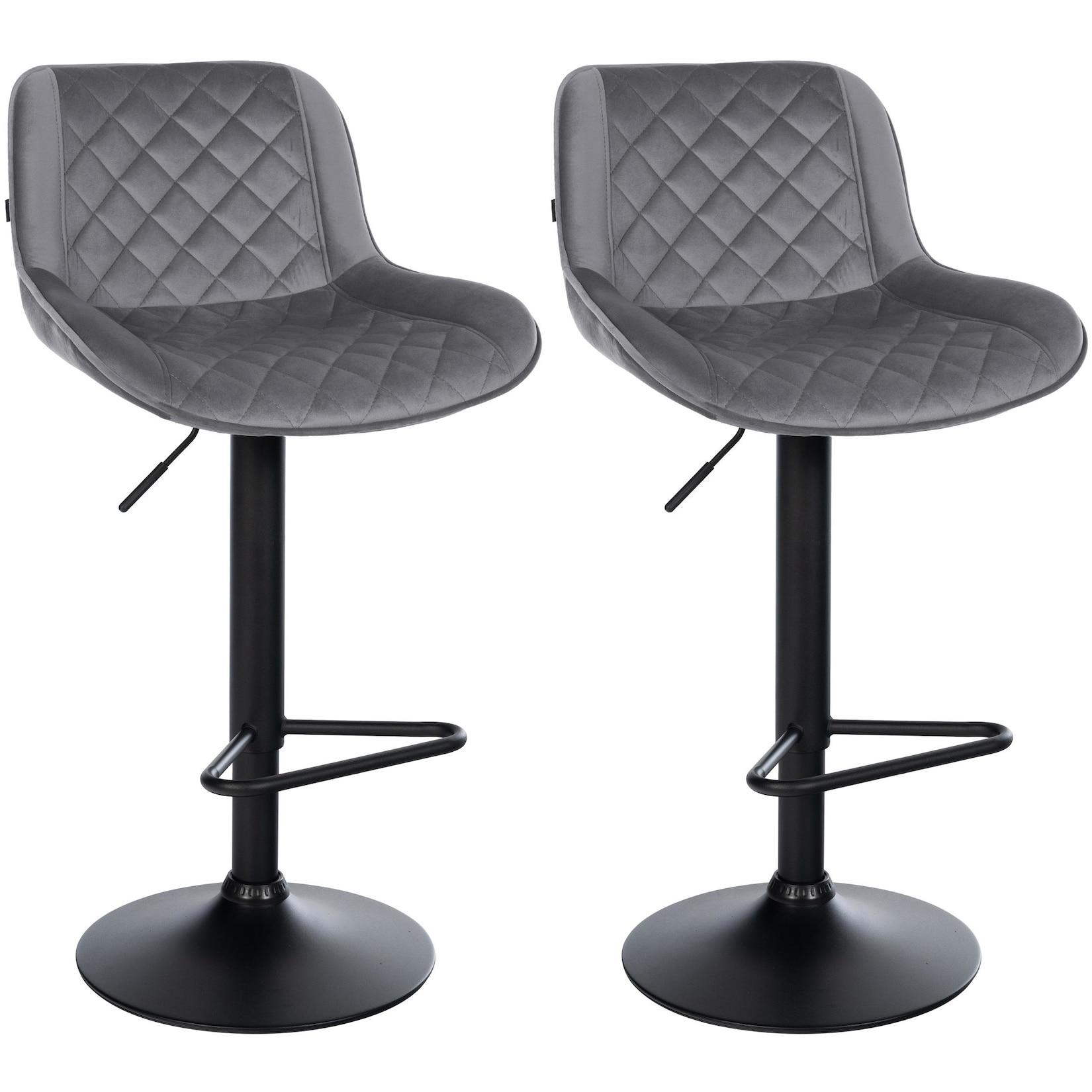 CLP Barhocker 2er Set, Barstuhl Kasson höhenverstellbar und drehbar mit Rückenlehne, modern mit Fußablage und gepolsterter Sitz