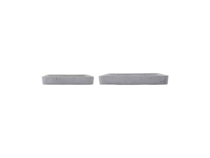 Plateaux en grès gris, lot de 2, carrés, coins arrondis - House D