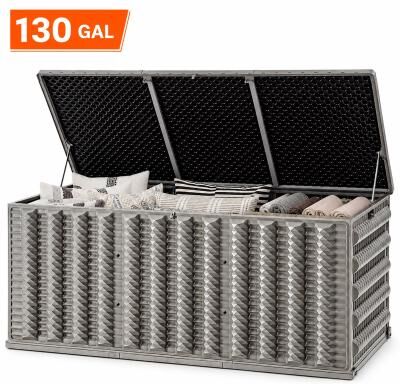130 Gal /180 Gal Diamond Pattern Resin Deck Box Outdoor Storage Box