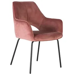 Polsterstuhl Armlehnstuhl in Altrosa aus Samt (2er Set)
