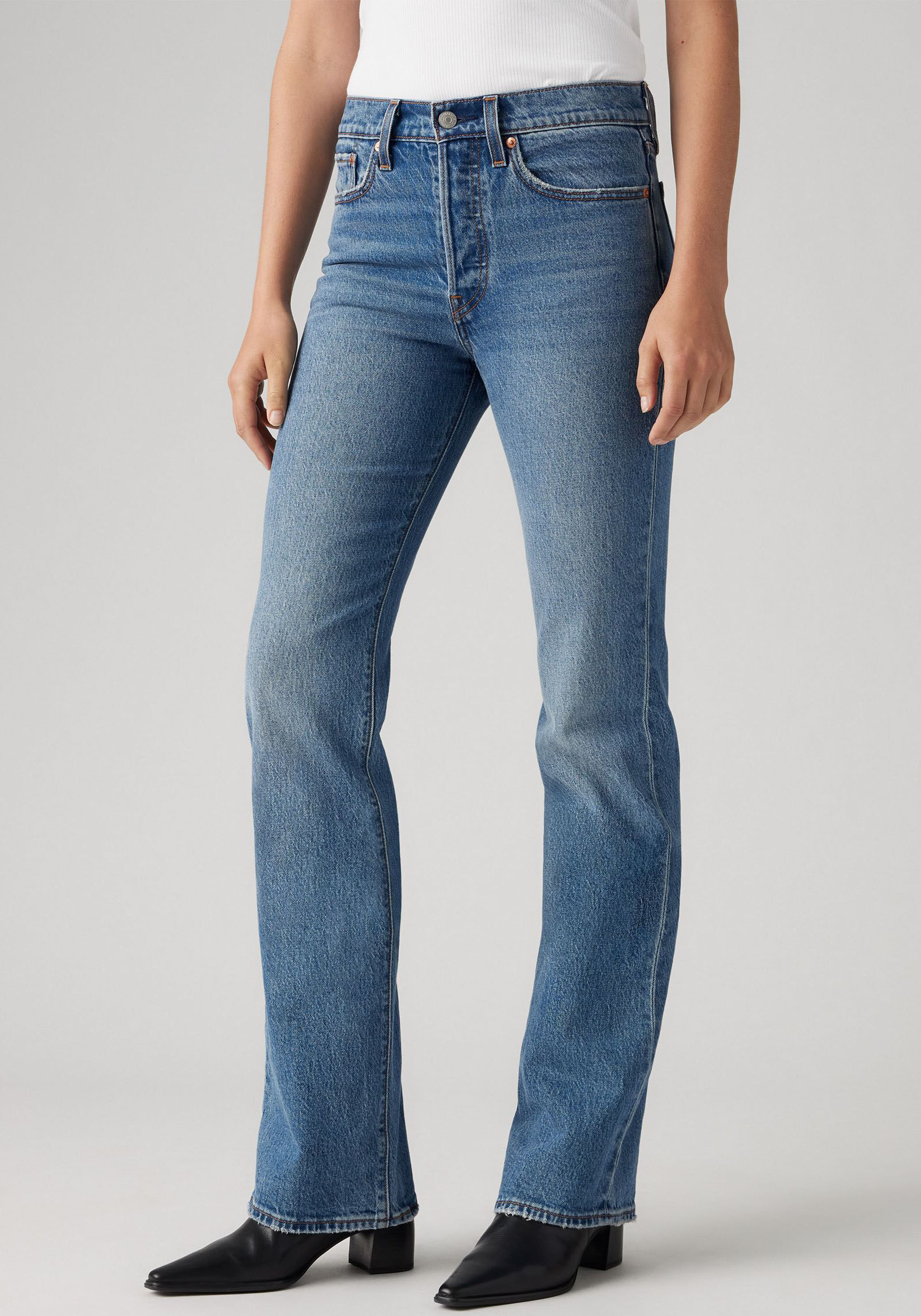 Bootcut-Jeans LEVI'S "WEDGIE BOOT", Damen, Gr. 31, Länge 30, blau (point psk), Denim/Jeans, Obermaterial: 99% Baumwolle, 1% Elasthan, unifarben, bootcut fit lang, Jeans Bootcut-Jeans, im Five-Pocket Style point psk 31, Länge 30