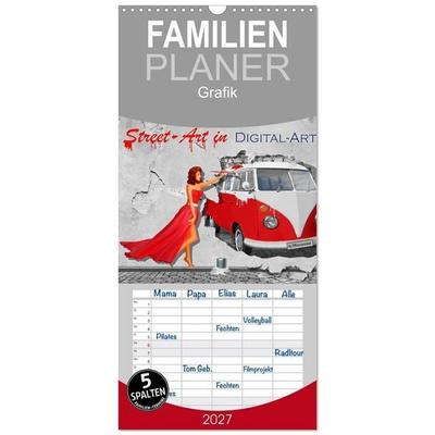 Familienplaner 2027 - Street-Art in Digital-Art by Mausopardia mit 5 Spalten (Wandkalender, 21 x 45 cm) CALVENDO