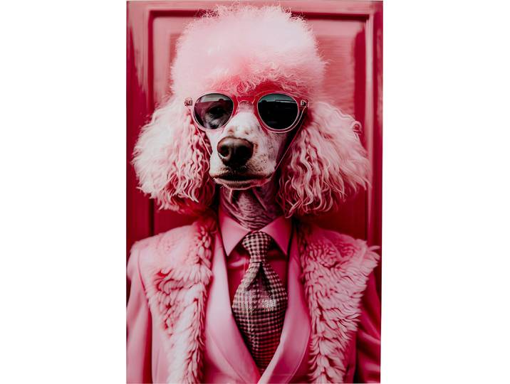 Glasbild KARE DESIGN Pink Poodle 50x40cm , farbe bild(er): rosa, B:40cm H:50cm T:0,4cm, ABS-Kunststoff, Glas, Polypropylen, Bilder, Glasbild