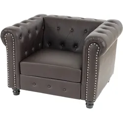 Luxus Sessel Loungesessel Relaxsessel Chesterfield Edingburgh Kunstleder ~ runde Füße, braun